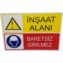 Inşaat Alanı Baretsiz Girilmez Dekota Baskı – 3 mm Forex Uyarı Tabelası 20 cm × 30CM