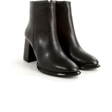 Rella Siyah Kalın Topuklu Fermuarlı Şık Günlük Kadın Bilek Bot