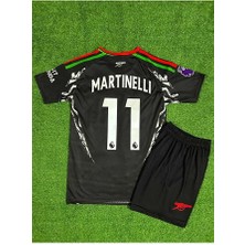 Legent Lady Arsenal 2024/25 Yeni Sezon Gabriel Martinelli Deplasman Çocuk Forması 2'li Set (Black)