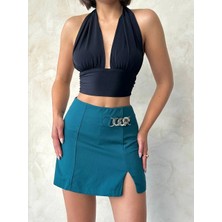 Zengezur Mall Hnrlishp Zincirli Şort  Petrol Yeşili S24676 (Beden: M)