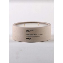 Obbje Amber Kokulu Dekoratif Beton Mum, Yatay Form Çift Fitil