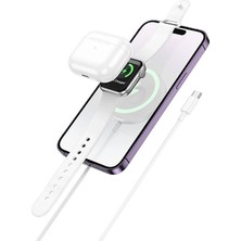 Hoco CW50 15W Airpods + Apple Watch+Iphone 3in1 Kablosuz Manyetik Hızlı Şarj ALETI-(5775)