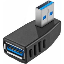 Derwell USB 3.0 Sağa Açılı Konnektör Erkek Dişi 90 Derece Uzatma Adaptörü Right Yüksek Hızlı USB Yeni 3.0 Sürümü