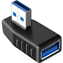Derwell Sol Açılı Dirsek 90 Derece USB Bağlantı Aparatı Dönüştürücü Uzatma Yüksek Hızlı Yeni USB 3.0 Sürümü