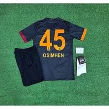 Legent Lady G'â.l.a.t.â.s.a.r.â.y 2024/25 O'.s.i.m.h.e.n Siyah Özel Siyah Çocuk Forması 5'li Set Maske Hediyeli