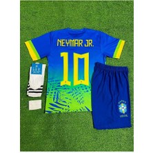 Legent Lady Brezilya 2024/25 Yeni Sezon Neymar Jr Çocuk Konsept Forması 4'lü Set (Maviyeşil)