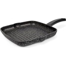 Luxen Glemax Alüminyum Döküm Kare Izgara Tavası | Granit Kaplama Yapışmaz Yüzeyli | Et, Tavuk ve Sebze Için Ideal Mutfak Izgarası | 29CMX29CM