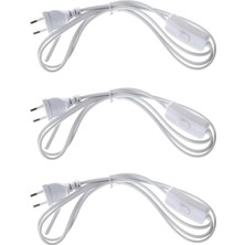 Luxen Glemax 3 Adet Fişli Anahtarlı Arapuarlı Hazır Kablo | 2 Metre, 0.50 Mm² Beyaz | Aplik,, Masa Lambası, LED Trafosu Için Pratik Uzatma
