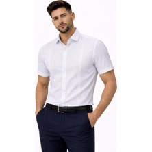 Colvis Man Erkek Beyaz Keten Gömlek Slim Fit Kısa Kol Yazlık Şık Rahat Günlük Gömlek