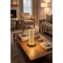 Plentiful Silindirik Kristal Nokta Model LED Masa Lambası – Gold Tabanlı, Dokunmatik, 3 Renk Işık Modl