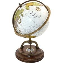 Özbience Şık Pirinç Pusulalı Dünya Küre 34CM, Ev ve Ofis Dekoru