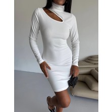 Zengezur Mall Hnrlishp Boğazlı Gögüs Dekolteli Elbise Beyaz F2333 (Beden: L)