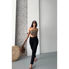 Zengezur Mall Hnrlishp Mom Fit Enzim Taş Yıkama Jeans Pantolon Siyah D2006 (Beden: 38)