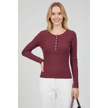 Zengezur Mall Hnrlishp Çıtçıt Detaylı Bluz Mürdüm T4343 (Beden: S)