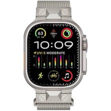 Luxen Glemax Ile Uyumlu Ultra 49MM KRD-107 Metal Hasır Kordon Gri