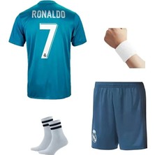 Legent Lady 17/18 Sezon Ronaldo Real Madri'd Turkuaz Ş.ligi Futbol Çocuk Forması 4'lü Set