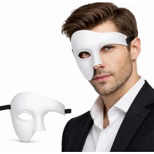 Marsilyan Beyaz Yarım Erkek Maske – Phantom Parti & Balo Maskesi