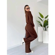 Zengezur Mall Hnrlishp Polo Yaka Alt Üst Kollu Modal Takım Kahve Pt (Beden: S)