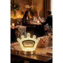 Plentiful Kral Tacı Model Kristal LED Masa Lambası – Dokunmatik, 3 Renk Işık Modlu, Şarjlı Mini Dekora