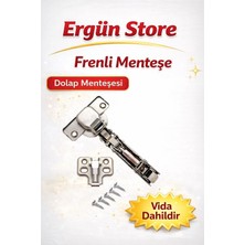 Ergün Store Frenli Lüx Düz Menteşe Taban Vida Dahil Dolap Menteşesi 4 Adet