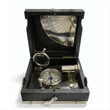 Özbience Vintage Ahşap Pusula ve Güneş Saati Seti – Dekoratif Denizci Tarzı