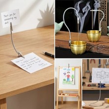 N&M Store 5 Adet Paslanmaz Çelik Çift Kafa Timsah Klips Esnek Gövdeli Not Tutucu ve Bobin Sabitleyici Aparat