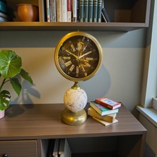 Sleep Nova Heritage Gold Globe Dekoratif Masa Saati – Mermer Desenli Klasik Salon & Ofis Saat (Eskitme)