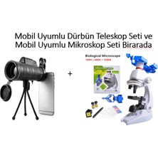 Özbience Mobil Uyumlu Dürbün ve Mikroskop Seti, 2 Telefon Tutucu ile Komple Paket
