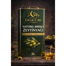 Premium Delice Ay Natürel Birinci Zeytinyağı 5 L Teneke – Doğal Yemeklik Zeytinyağı – Aile Boy 5 L