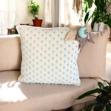 Pitaya Sanat Kabak Detaylı El Yapımı Pamuk Örgü Dekoratif Yastık 40X40 cm – Elyaf Dolgulu Nokta Desenli Koltuk Yastığı