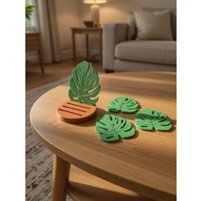 Venora Concept Standlı Yaprak Şeklinde Bardak Altlığı 4lü Set | 3D Baskı