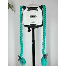 3dpazarıcom Motor & Motosiklet Çift Zümrüt Yeşili Örgü Saç Kask Dış Aksesuarı