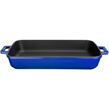 Storemax Karaworksell Lava Döküm Dikdörtgen Tepsi, 26X40 Cm, Mavi