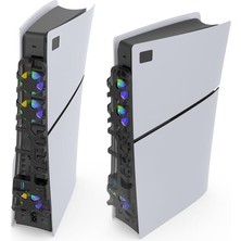 Storemax Karaworksell Hobimtek Ps5 Slim Uyumlu Soğutucu LED Işıklı Sessiz Fan 4000RPM USB 3.0 Radyatör Isı Emici Üç Fanlı Siyah