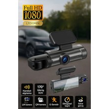 L'edoren 1080P Ön ve Iç Araç Kayıt Kamerası G-Sensor Çift Lensli Dash Cam Hareket Algılama 3.16 Inç Ekran