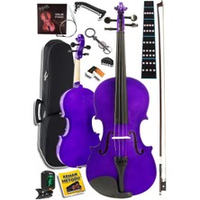 Storemax Karaworksell Midex HGA44PU-PAK Mor 4/4 Tam Boy Keman Seti (Yastık Tuner Susturucu Çanta Yay Reçine Yedek Tel Metod)
