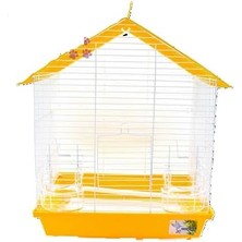 Storemax Karaworksell Tek Kapılı Kafes (1 Tünek 1 Yemlik 1 Suluk 1 Adet Tül 1 Adet Ballı Kraker) (Sarı, Besgen Catı)