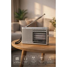 L'edoren Gri NS-8153 Taşınabilir Pilli Cep Radyosu Deprem Çantası Radyosu Am Fm Sw-1-6 8 Bandlı Mini Radyo