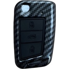 Autohan Keys Lüks Karbon Anahtar Koruma Kılıfı Volkswagen Golf 7, Golf 7.5, Tiguan, Polo, T-Roc, T-Cross Için, Karbon