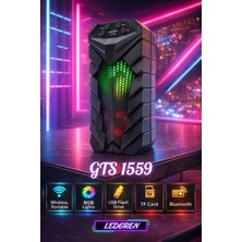 L'edoren Taşınabilir Gts 1559 3"x2 Fantastik Bluetooth Hoparlör Fm USB Tf Aux Destekli Rgb Işıklı 10W Speaker