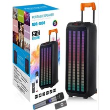 L'edoren NDR-1098 8" Taşınabilir Büyük Boy Rgb Bluetooth Kablosuz Mikrofonlu Parti Hoparlör Karaoke Set