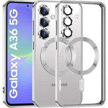 Teknomoda Samsung Galaxy A36 Kılıf Kamera Lens Korumalı Renkli Magsafe Şeffaf Silikon Gümüş