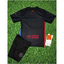 Alaturka Mix Barcelona 24/25 Isimsiz Deplasman Siyah Çocuk Kısakol Forması 4lü Set