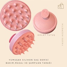 Macgon Yumuşak Silikon Başlıklı Pembe Duş Saç Derisi Masaj,bakım,şampuan Tarağı
