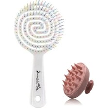 Macgon Pro Üç Boyutlu Oval Saç Fırçası Duş Masaj Tarağı Hediyeli -05 Beyaz