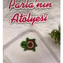 Parla'nın Atölyesi 0-3 Yaş Az Saçlı ve Saçsız Bebek Tokası Handmade El Örgüsü Kaplumbağa