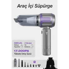 Marsilyan Kablosuz Taşınabilir Araç Içi El Süpürgesi 17000PA Güçlü Vakum 4’ü 1 Arada Çok Amaçlı Temizlik