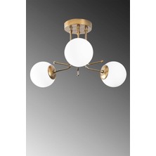 Allians Modern Eskitme Renk Globe Beyaz Camlı 3’lü Avize, Şık ve Şeffaf Tasarım