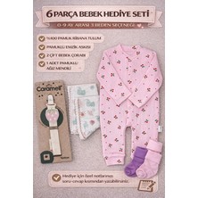 Minisoft Kız Bebek Hediye Seti 6 Parça – Tulum, Çorap, Emzik Askısı ve Mendil (0-9 Ay)