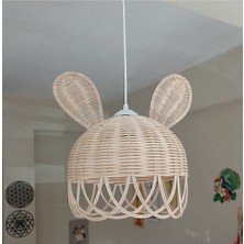 Allians Bambu Rattan Tavşan Kulaklı Çocuk Odası Avizesi, Şık ve Sürdürülebilir Tasarım
